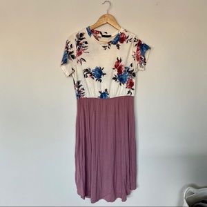 LAINAB Women’s Short Sleeve Floral Midi Dress